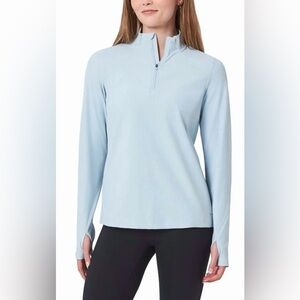 NWT Mondetta Women's Long Sleeve Active Ribbed Quarter-Zip Pullover -Thumb Holes